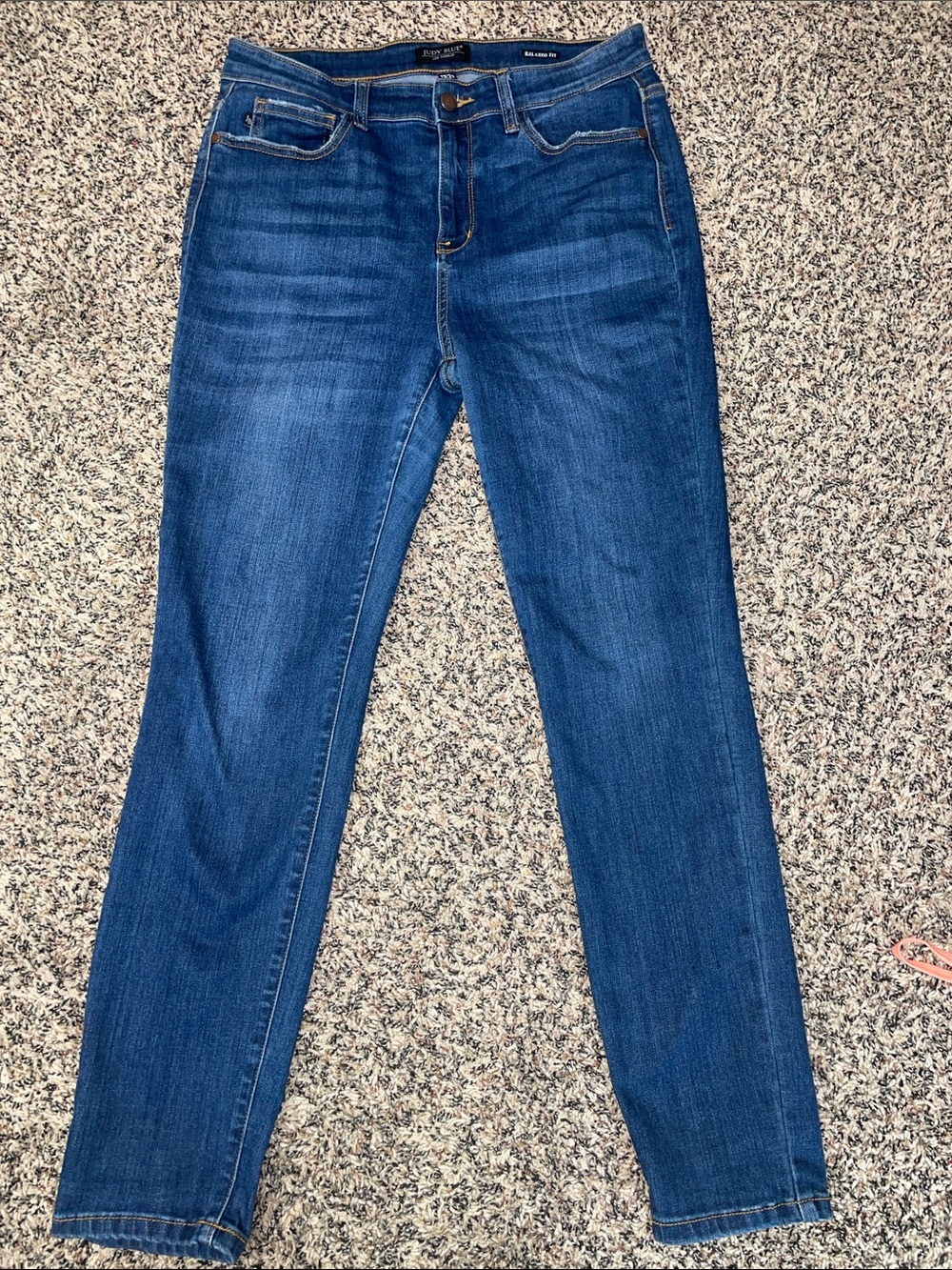 Judy Blue Relaxed Fit High Rise Skinny Straight Blue Denim Jeans Sz 31 EUC